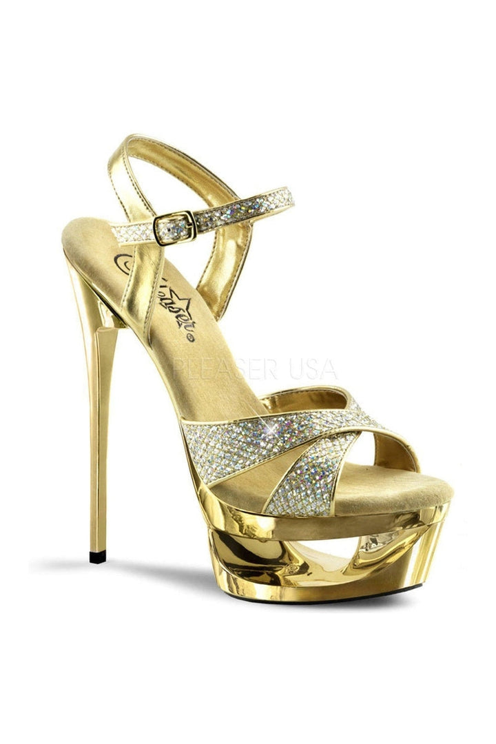 ECLIPSE-619G Platform Sandal | Gold Glitter-Pleaser-Gold-Sandals-SEXYSHOES.COM