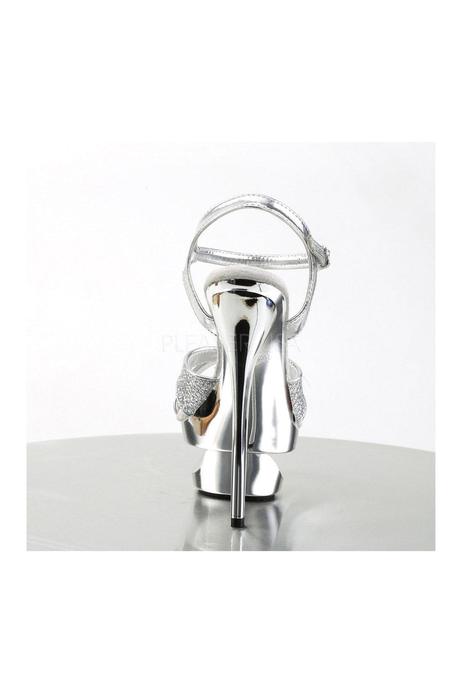 Pleaser ECLIPSE-619G Platform Sandal in Silver Glitter