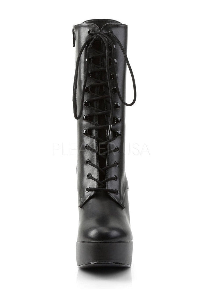 ELECTRA-1020 Platform Boot | Black Faux Leather-Pleaser-Ankle Boots-SEXYSHOES.COM