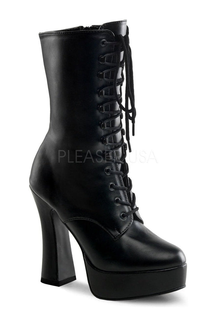 ELECTRA-1020 Platform Boot | Black Faux Leather-Pleaser-Black-Ankle Boots-SEXYSHOES.COM