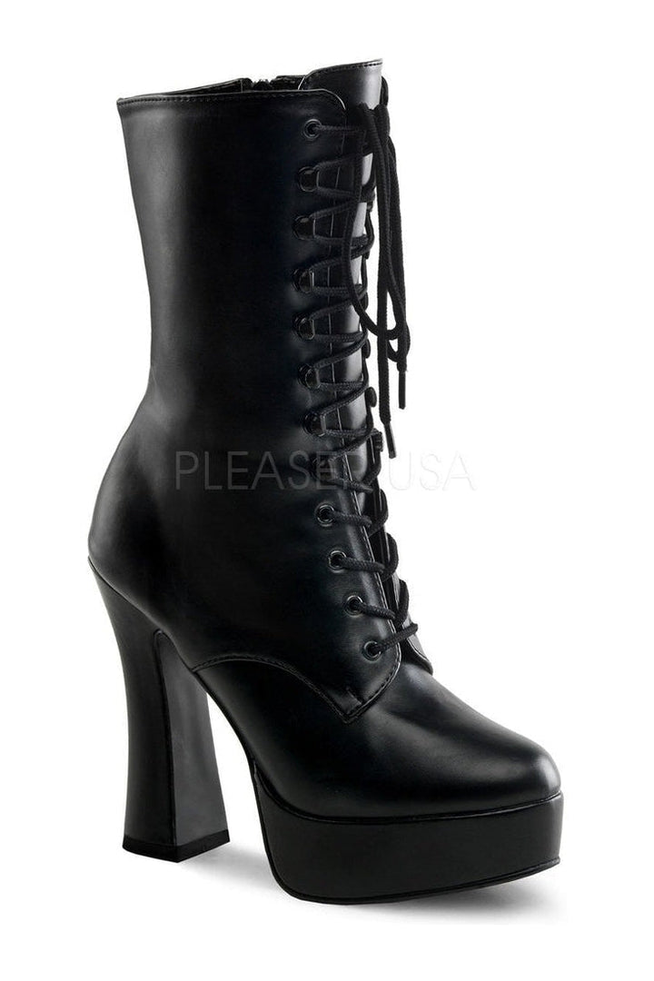 ELECTRA-1020 Platform Boot | Black Faux Leather-Pleaser-Black-Ankle Boots-SEXYSHOES.COM