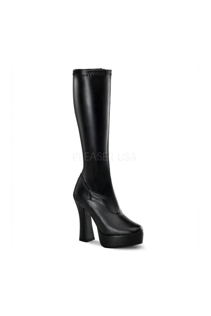 ELECTRA-2000Z Platform Boot | Black Faux Leather-Pleaser-Black-Knee Boots-SEXYSHOES.COM