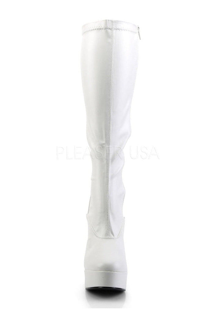 Pleaser ELECTRA-2000Z Platform Boot in White Faux Leather