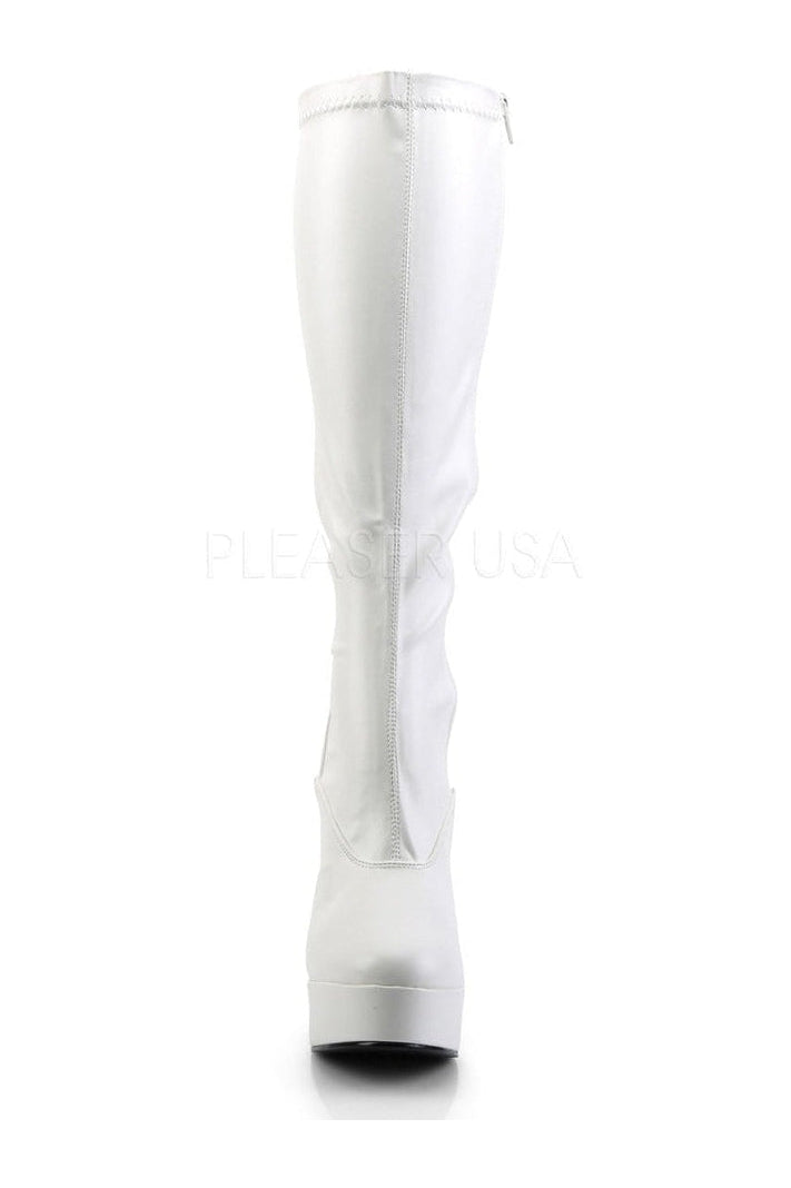 ELECTRA-2000Z Platform Boot | White Faux Leather-Pleaser-Knee Boots-SEXYSHOES.COM