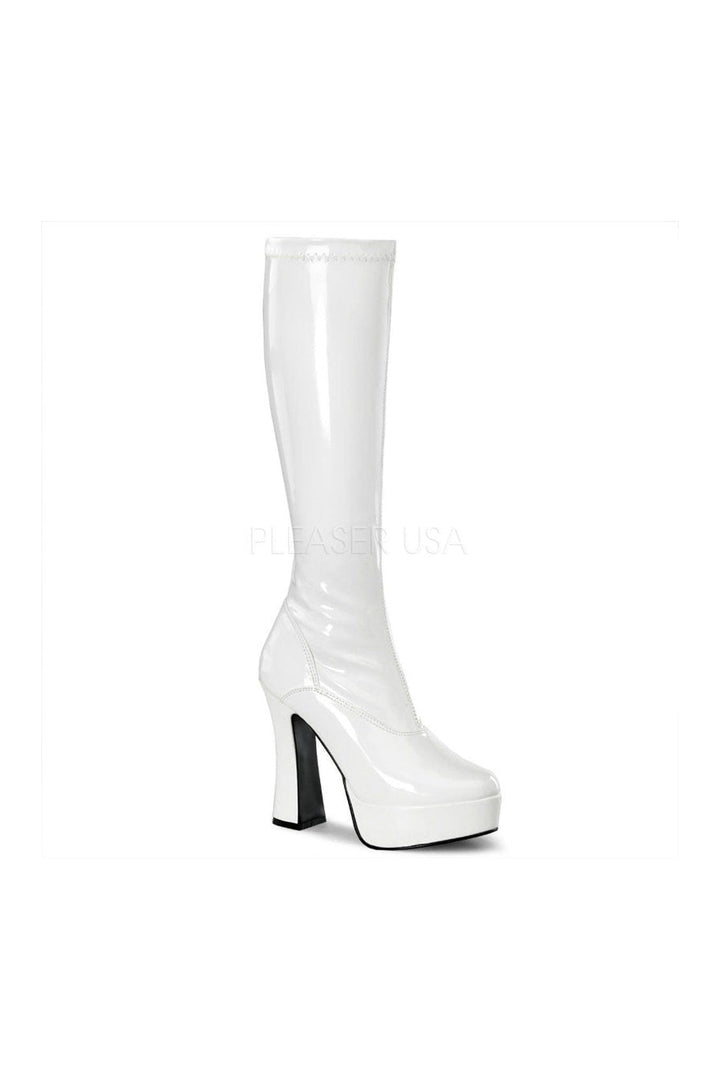 ELECTRA-2000Z Platform Boot | White Patent-Pleaser-White-Knee Boots-SEXYSHOES.COM