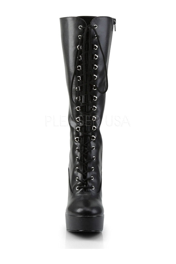 Pleaser ELECTRA-2020 Platform Boot in Black Faux Leather