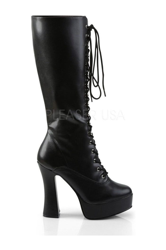 Pleaser ELECTRA-2020 Platform Boot in Black Faux Leather