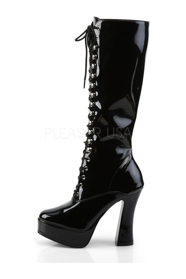 ELECTRA-2020 Platform Boot | Black Patent-Pleaser-Knee Boots-SEXYSHOES.COM