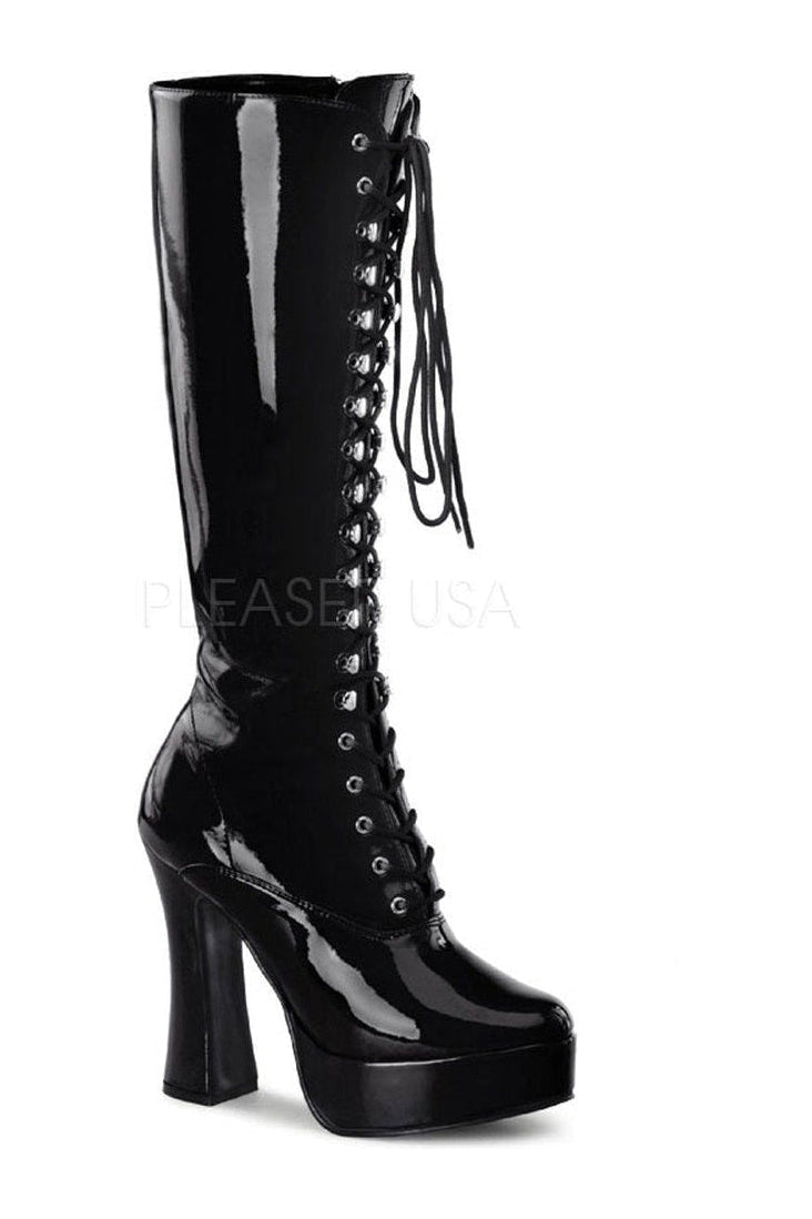 Pleaser ELECTRA-2020 Platform Boot in Black Patent from SexyShoes.com
