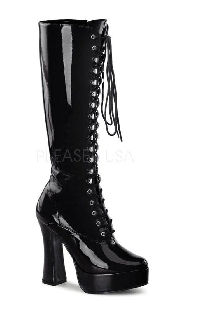 ELECTRA-2020 Platform Boot | Black Patent-Pleaser-Black-Knee Boots-SEXYSHOES.COM