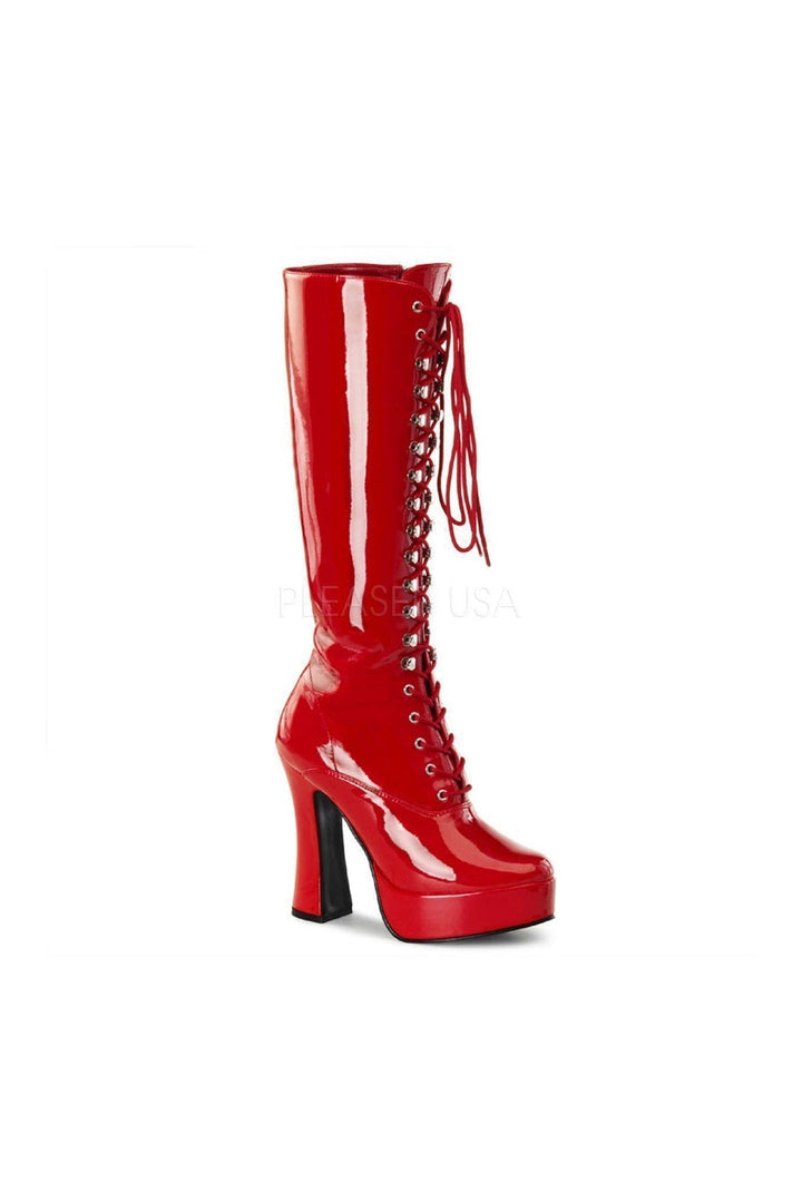 ELECTRA-2020 Platform Boot | Red Patent-Pleaser-Red-Knee Boots-SEXYSHOES.COM