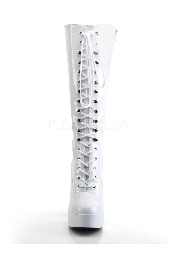 Pleaser ELECTRA-2020 Platform Boot in White Patent