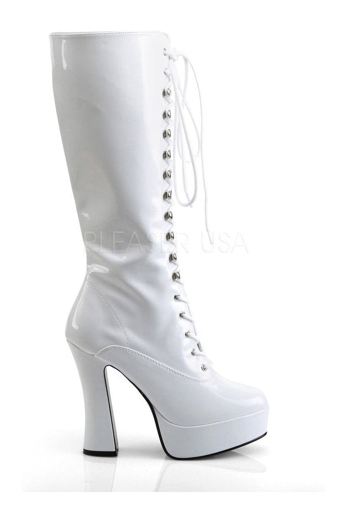 ELECTRA-2020 Platform Boot | White Patent-Pleaser-Knee Boots-SEXYSHOES.COM