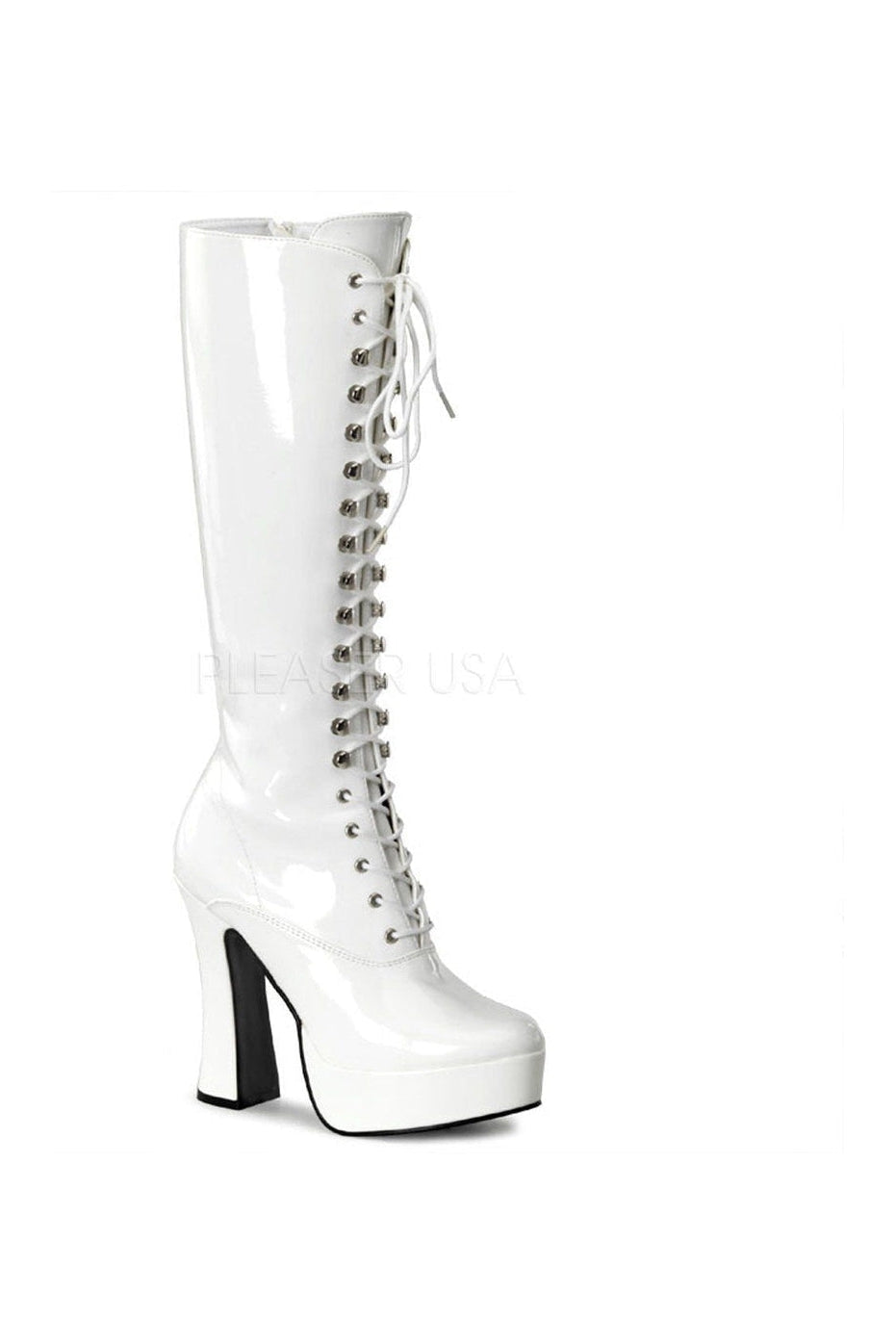 Pleaser ELECTRA-2020 Platform Boot in White Patent from SexyShoes.com