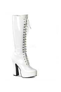 Pleaser ELECTRA-2020 Platform Boot in White Patent from SexyShoes.com