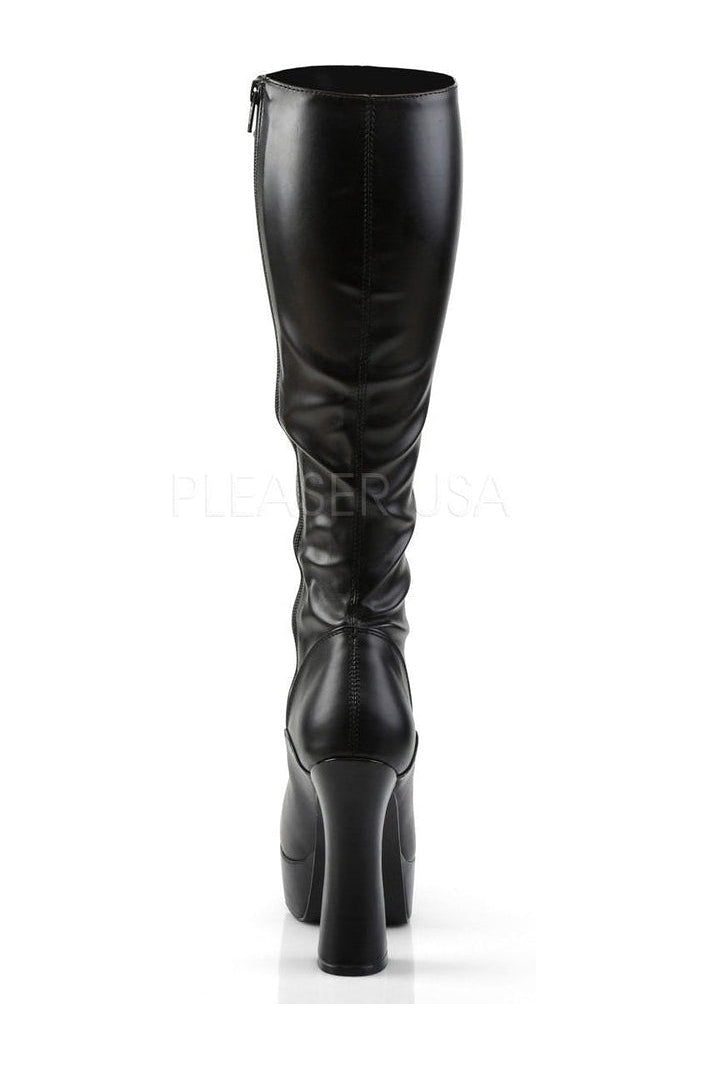 ELECTRA-2023 Platform Boot | Black Faux Leather-Pleaser-Knee Boots-SEXYSHOES.COM