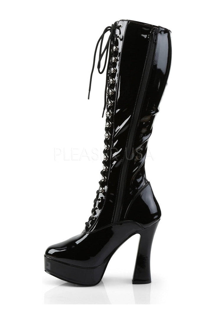 ELECTRA-2023 Platform Boot | Black Patent-Pleaser-Knee Boots-SEXYSHOES.COM