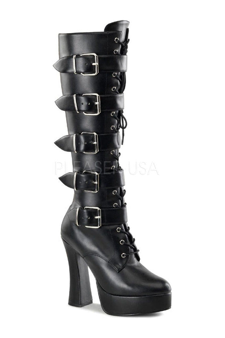 Pleaser ELECTRA-2042 Platform Boot in Black Faux Leather from SexyShoes.com