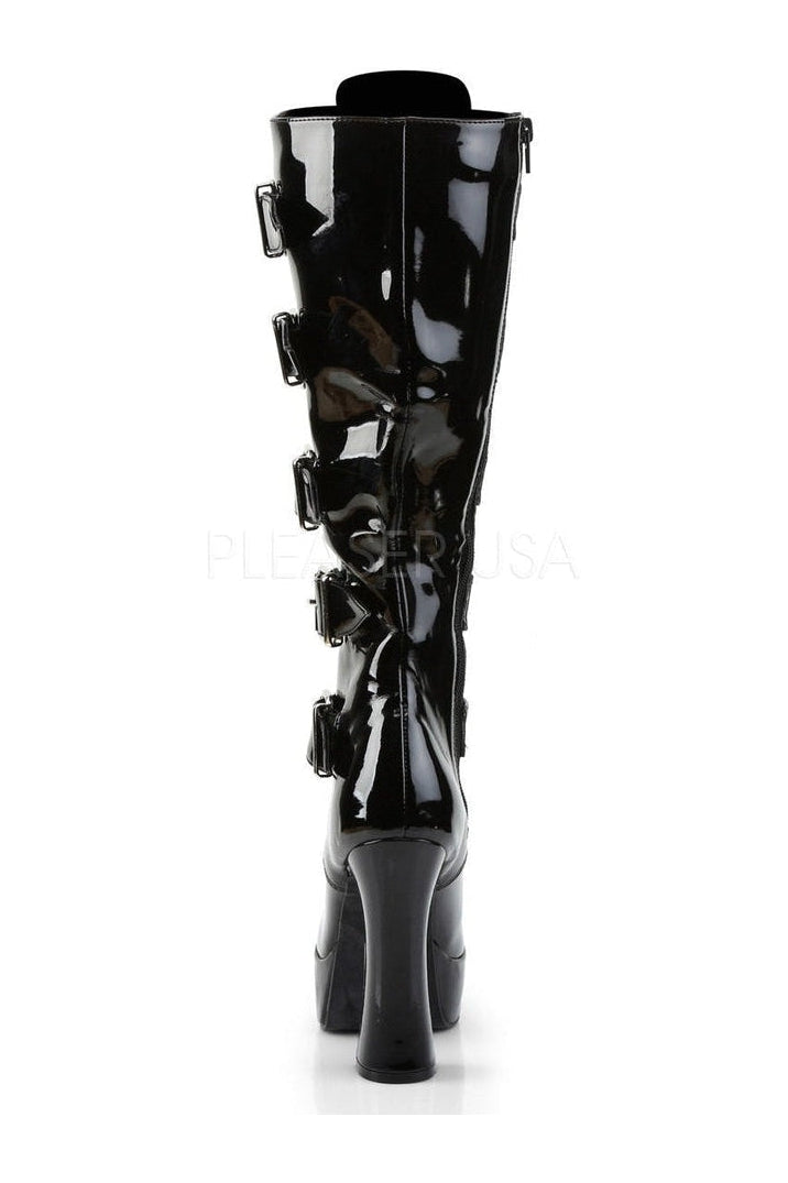 ELECTRA-2042 Platform Boot | Black Patent-Pleaser-Knee Boots-SEXYSHOES.COM