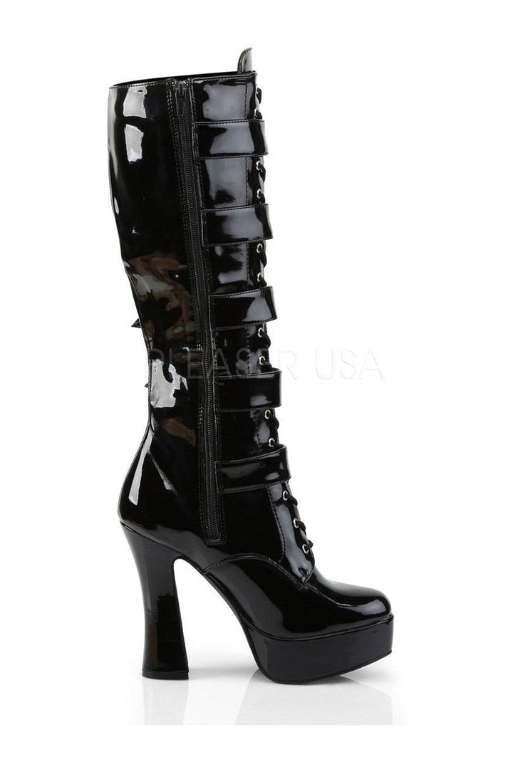 ELECTRA-2042 Platform Boot | Black Patent-Pleaser-Knee Boots-SEXYSHOES.COM