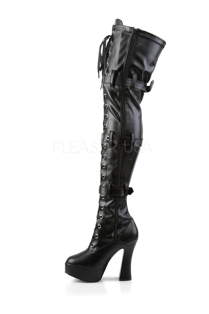 Pleaser ELECTRA-3028 Platform Boot in Black Faux Leather