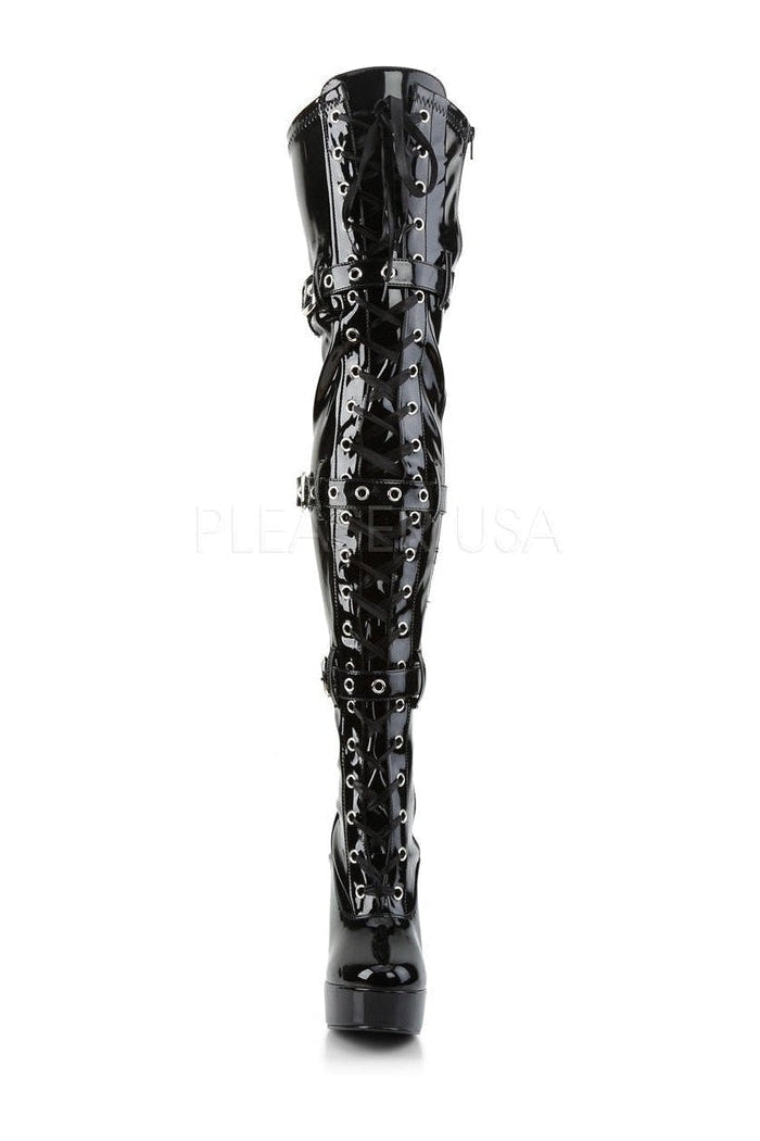 ELECTRA-3028 Platform Boot | Black Patent-Pleaser-Thigh Boots-SEXYSHOES.COM