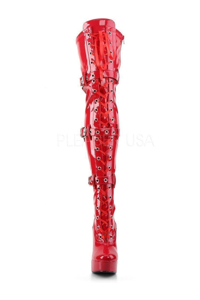Pleaser ELECTRA-3028 Platform Boot in Red Patent