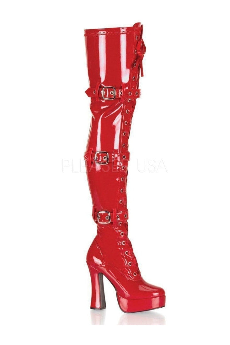 ELECTRA-3028 Platform Boot | Red Patent-Pleaser-Red-Thigh Boots-SEXYSHOES.COM
