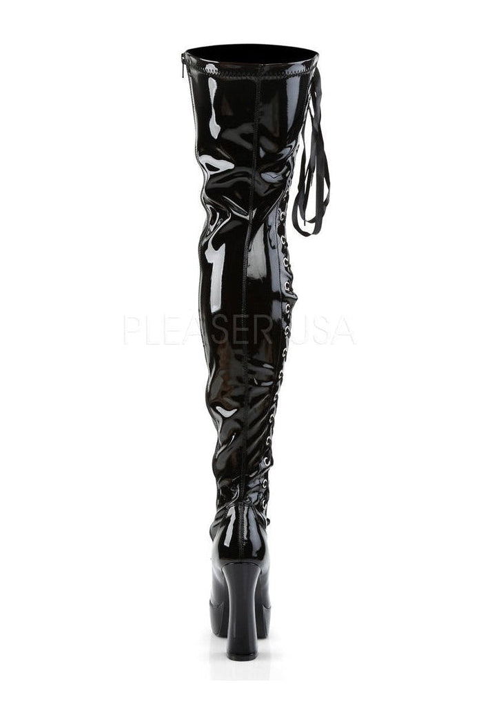ELECTRA-3050 Platform Boot | Black Patent-Pleaser-Thigh Boots-SEXYSHOES.COM