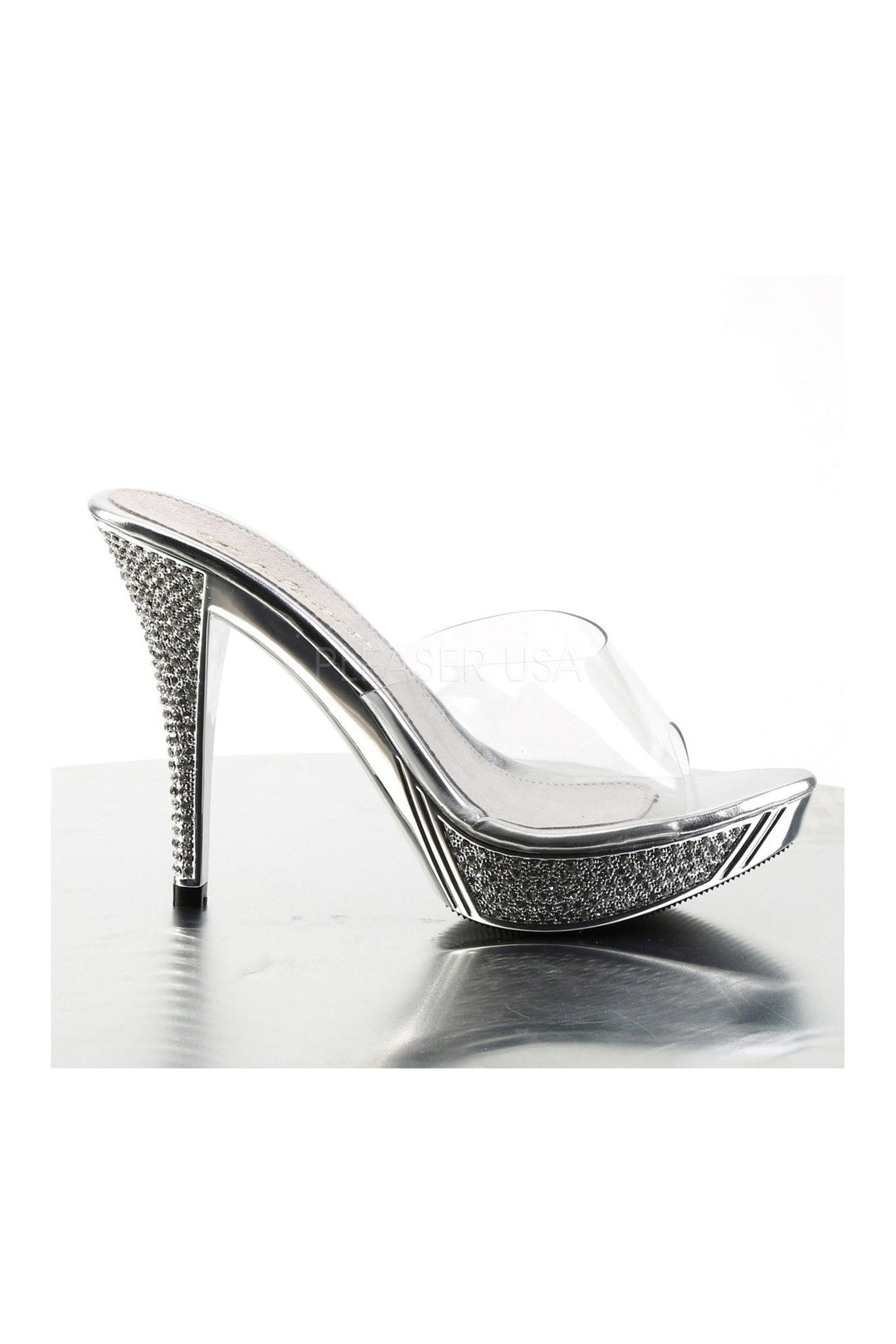Fabulicious ELEGANT-401 Platform Slide in Clear Vinyl