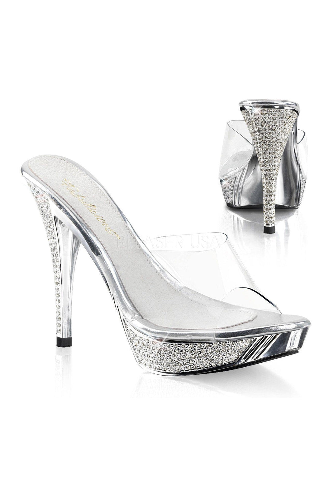 Fabulicious ELEGANT-401 Platform Slide in Clear Vinyl from SexyShoes.com