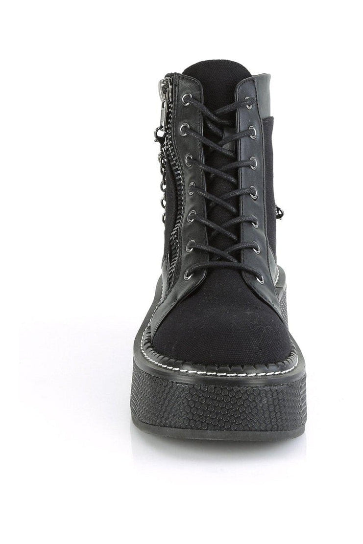 EMILY-114 Ankle Boot | Black Faux Leather-Ankle Boots-Demonia-SEXYSHOES.COM