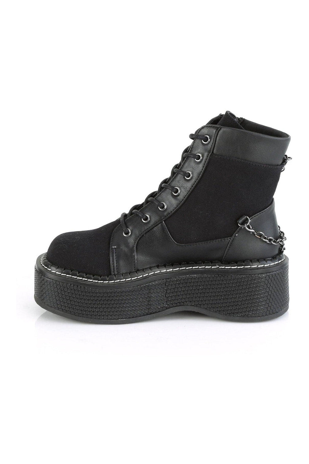 EMILY-114 Ankle Boot | Black Faux Leather-Ankle Boots-Demonia-SEXYSHOES.COM