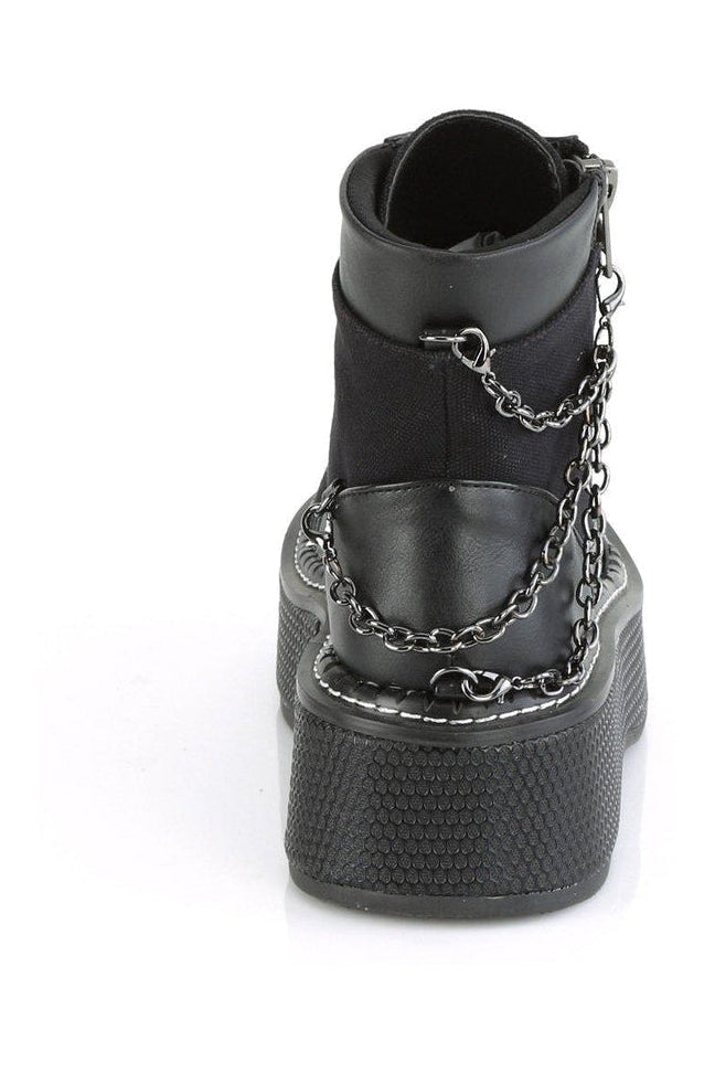 Demonia EMILY-114 Ankle Boot in Black Faux Leather