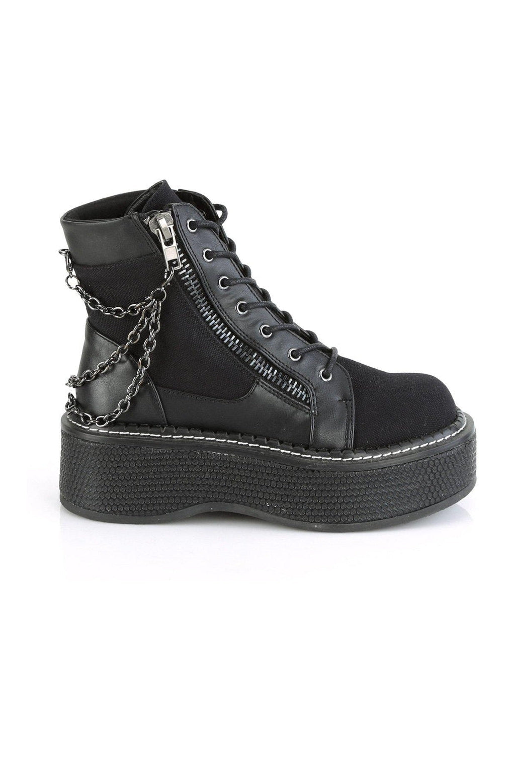 EMILY-114 Ankle Boot | Black Faux Leather-Ankle Boots-Demonia-SEXYSHOES.COM