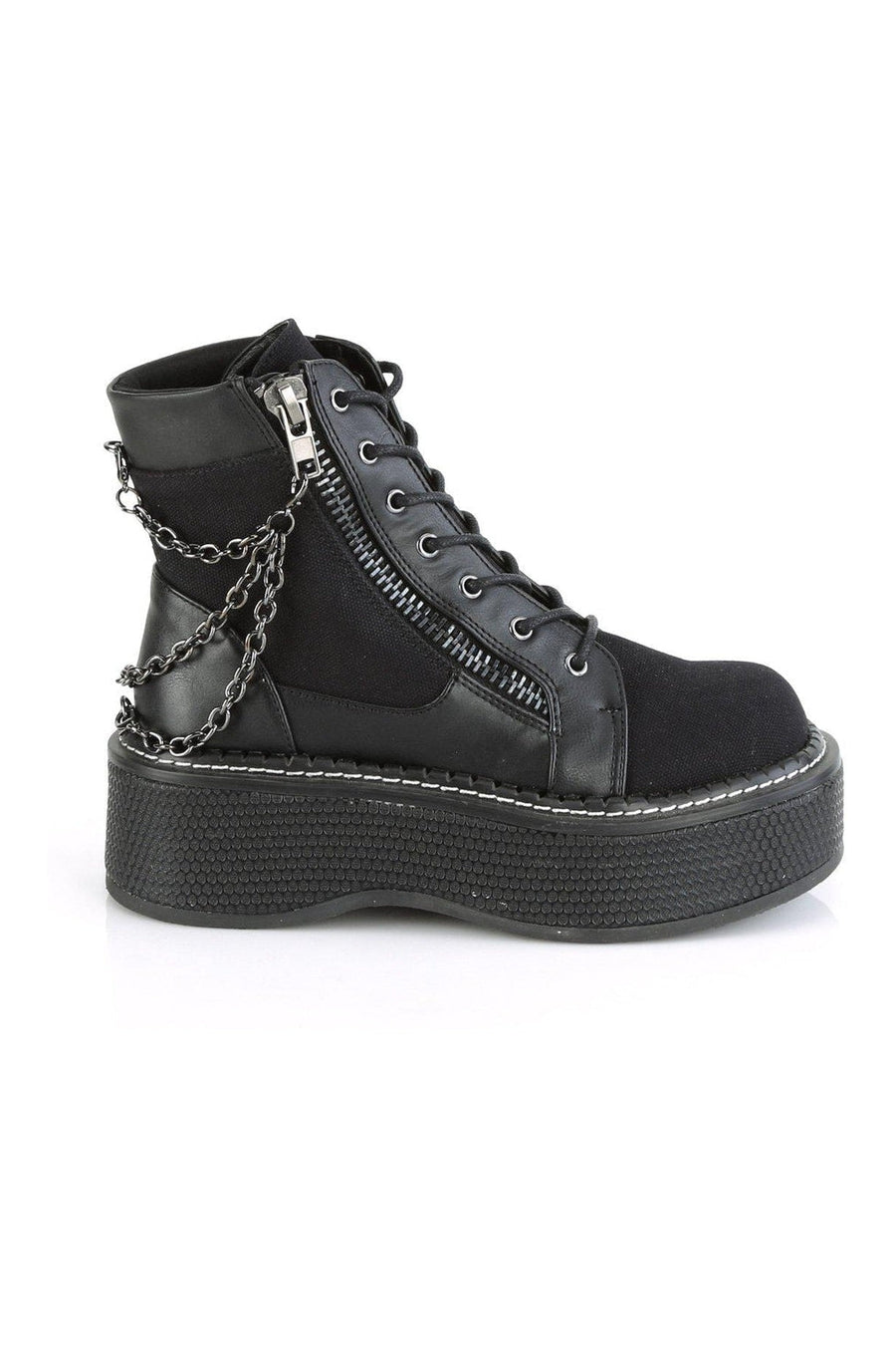 Demonia EMILY-114 Ankle Boot in Black Faux Leather
