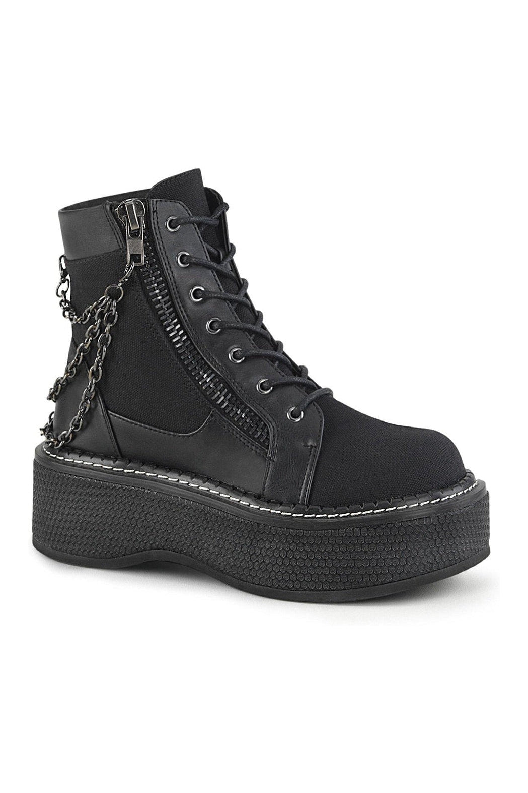 EMILY-114 Ankle Boot | Black Faux Leather-Ankle Boots-Demonia-SEXYSHOES.COM