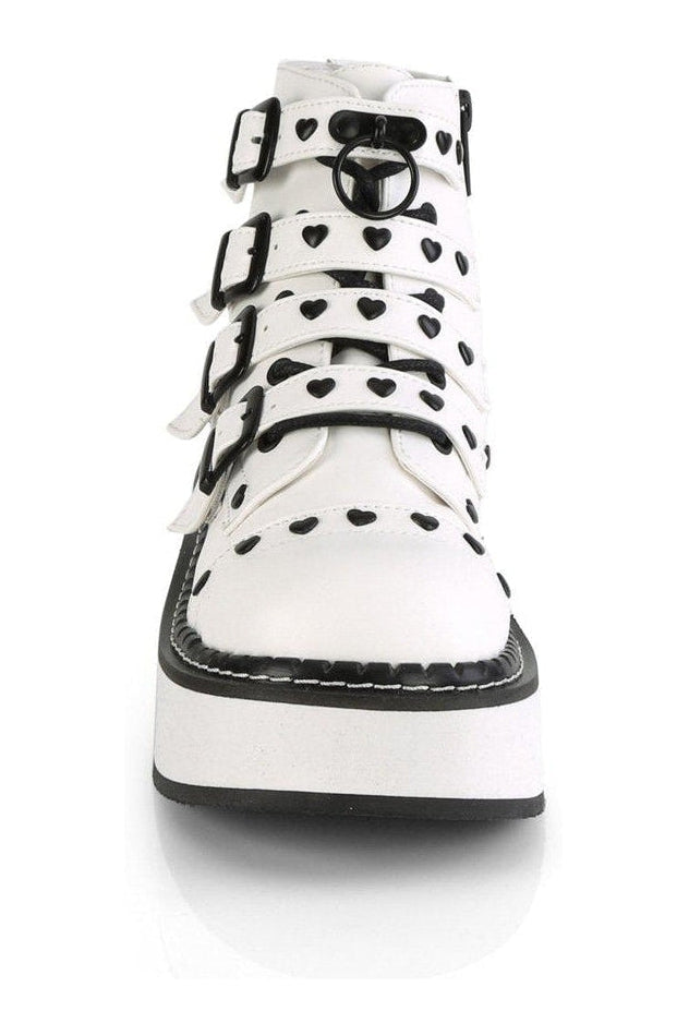 EMILY-315 Ankle Boot | White Faux Leather