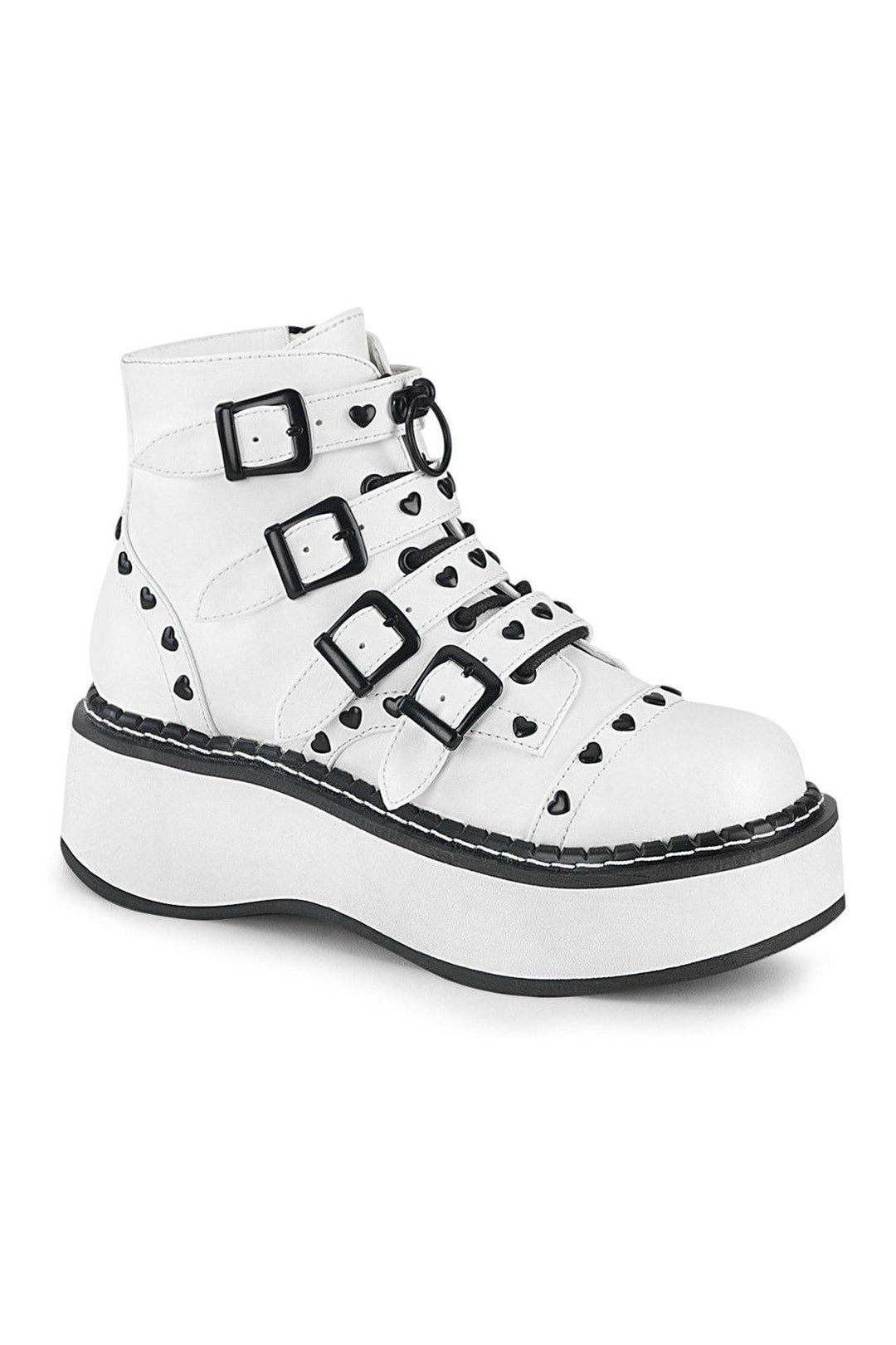 Demonia EMILY-315 Ankle Boot in White Faux Leather from SexyShoes.com