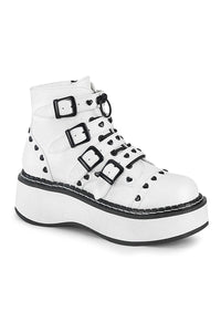 Demonia EMILY-315 Ankle Boot in White Faux Leather from SexyShoes.com