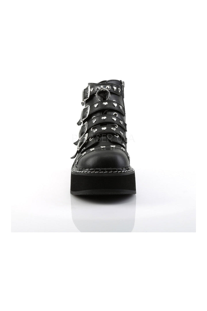 EMILY-315 Demonia Ankle Boot | Black Faux Leather