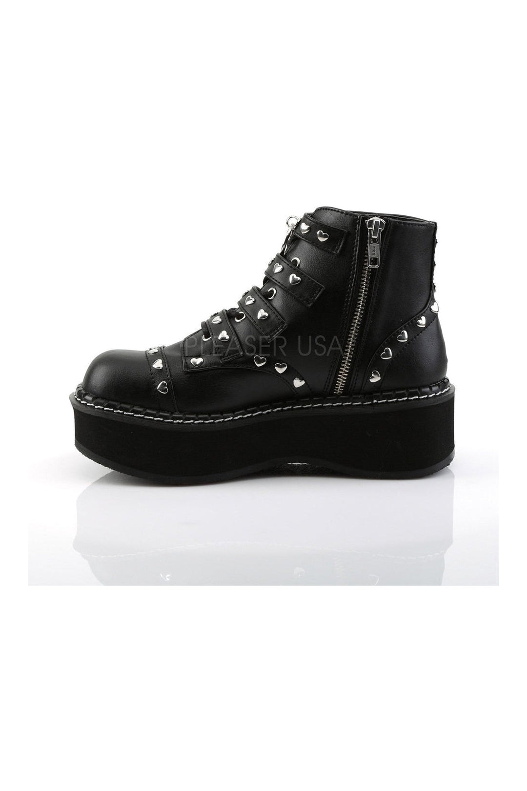 Demonia EMILY-315  Ankle Boot in Black Faux Leather
