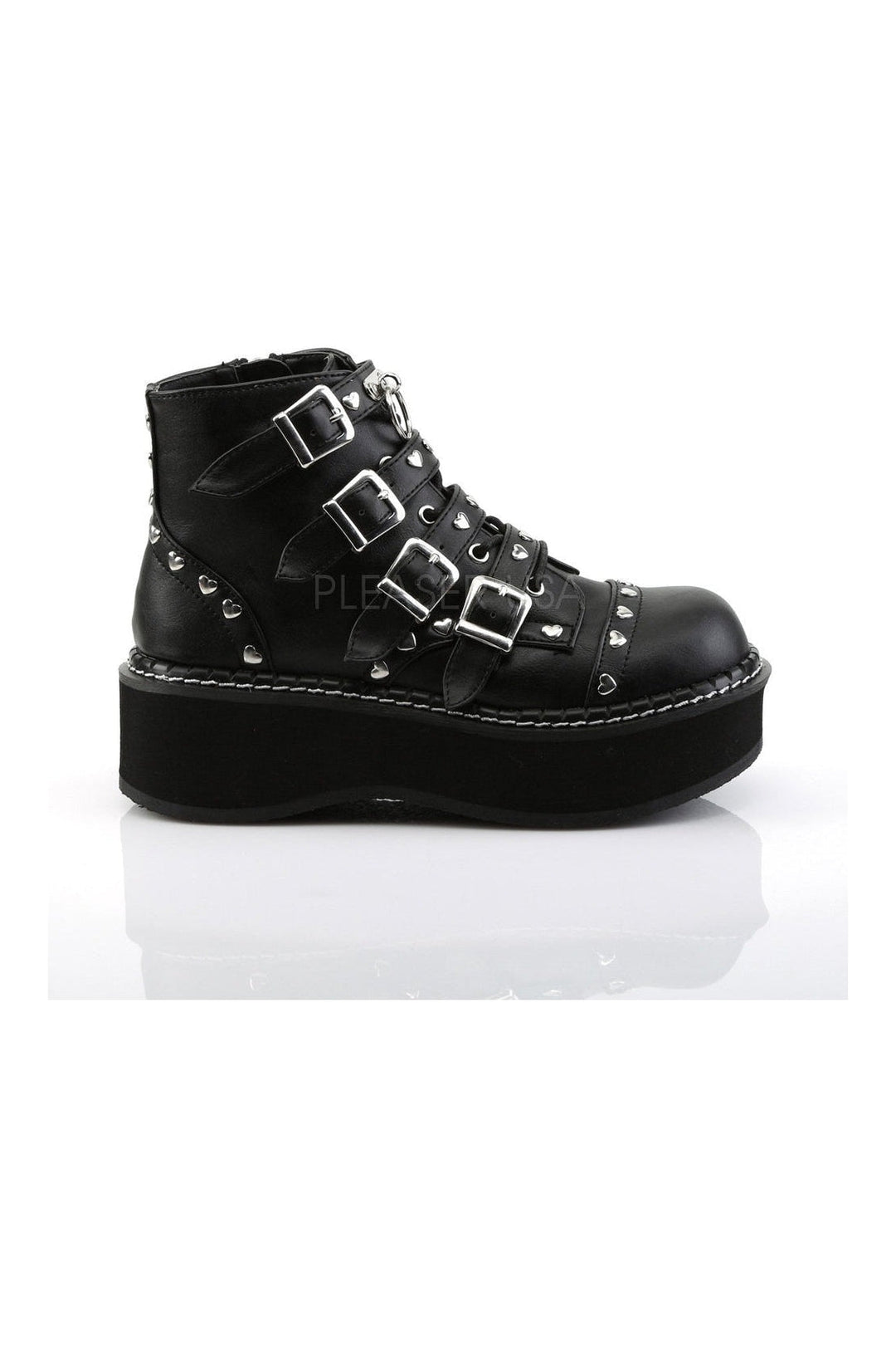 EMILY-315 Demonia Ankle Boot | Black Faux Leather-Demonia-Ankle Boots-SEXYSHOES.COM