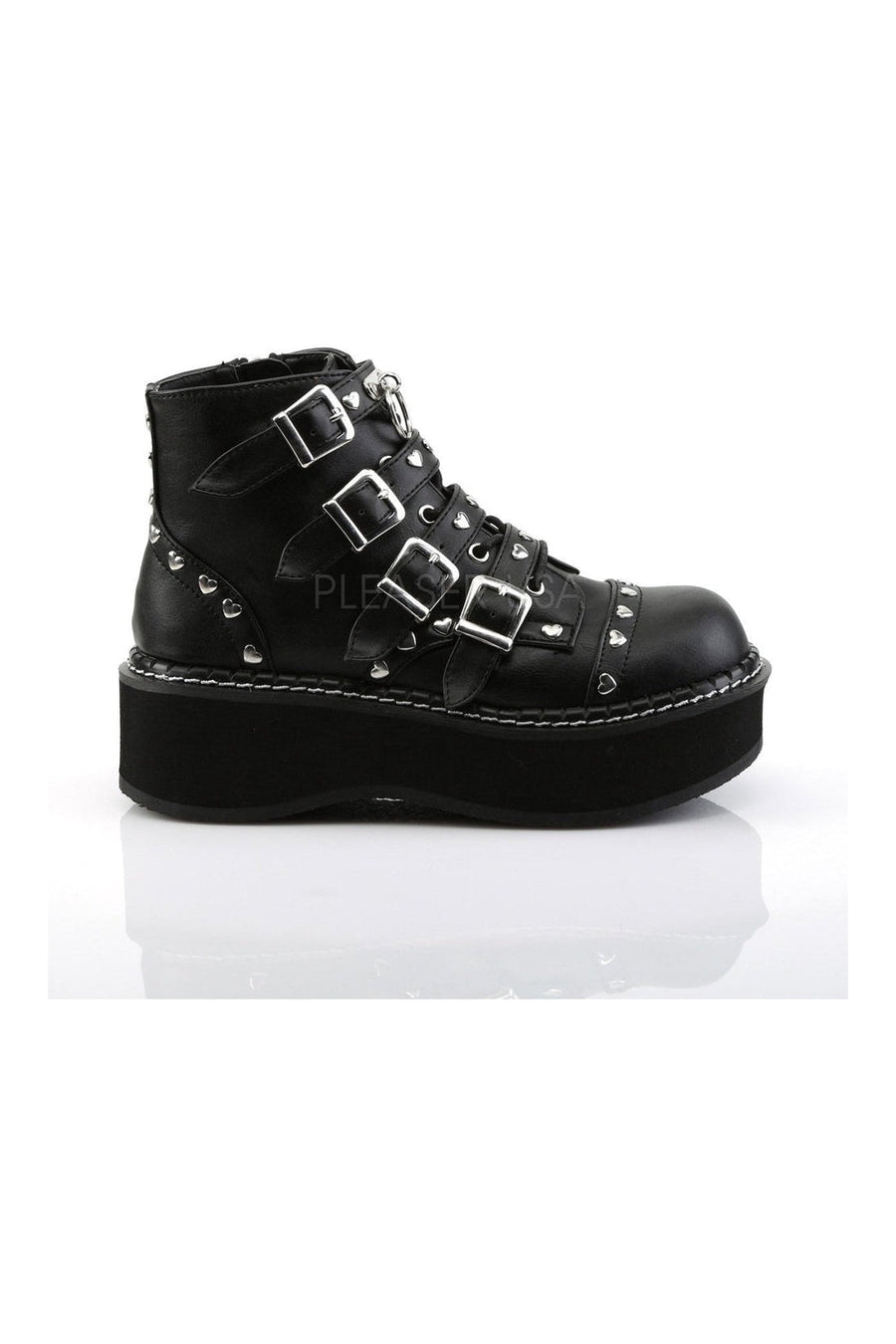 Demonia EMILY-315  Ankle Boot in Black Faux Leather