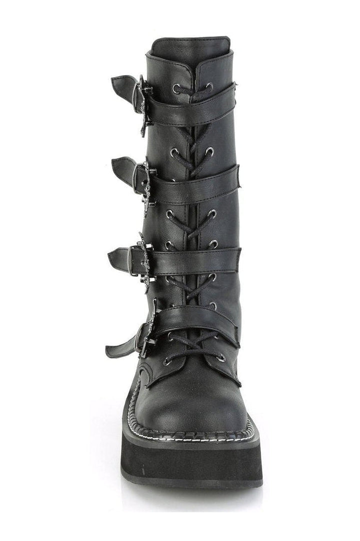 EMILY-322 Knee Boot | Black Faux Leather