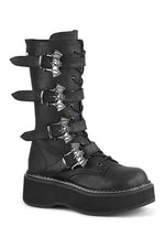 EMILY-322 Knee Boot | Black Faux Leather
