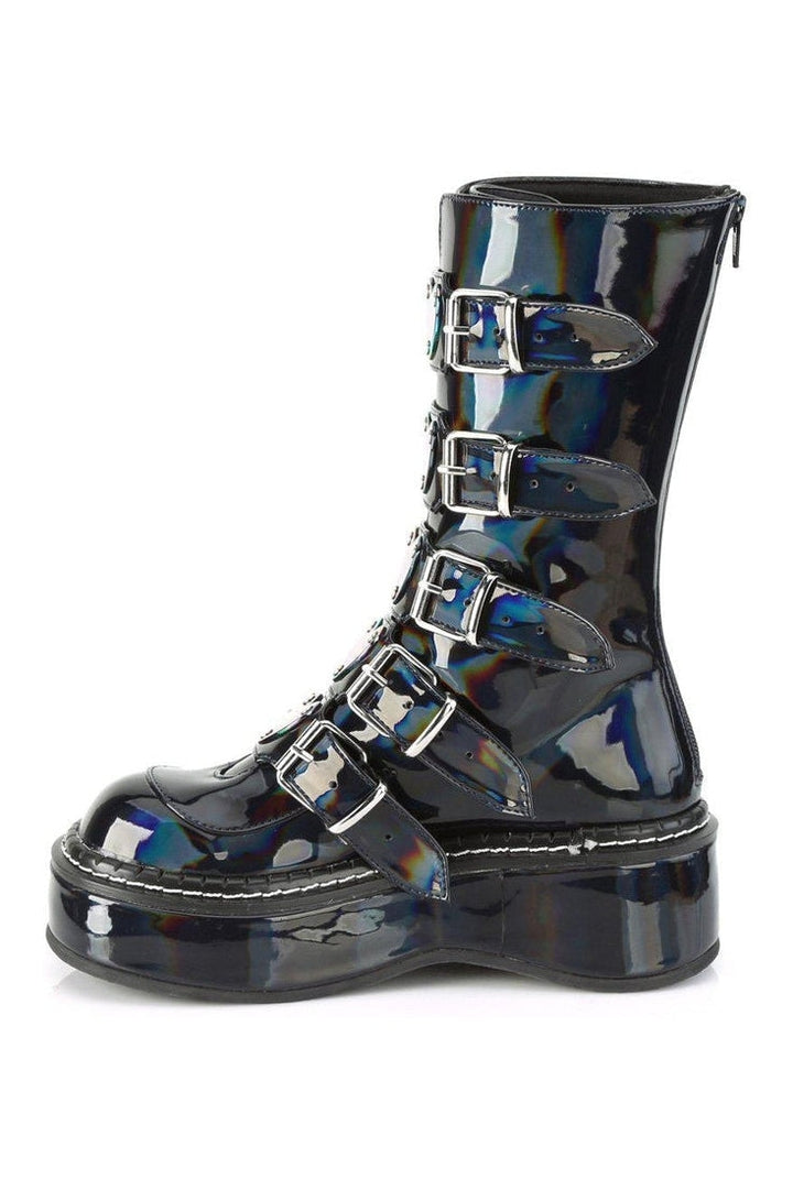 EMILY-330 Knee Boot | Hologram Faux Leather-Knee Boots-Demonia-SEXYSHOES.COM