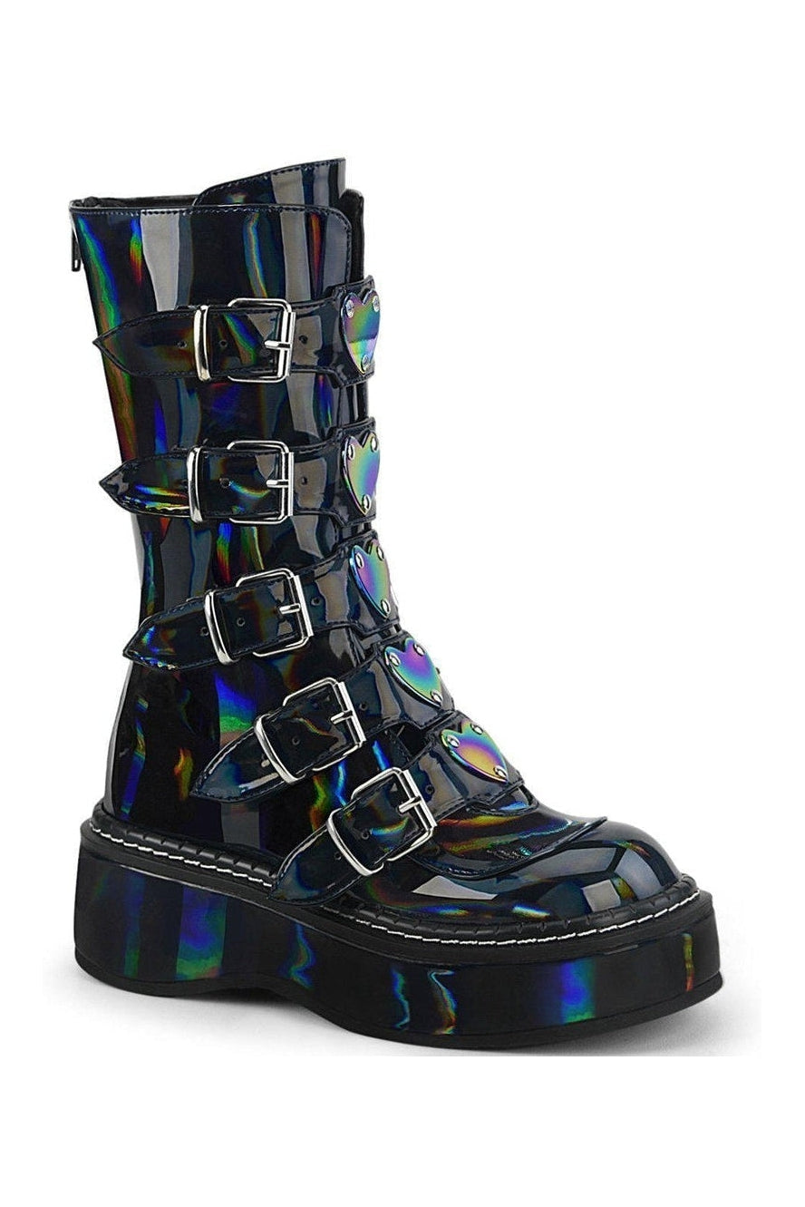 EMILY-330 Knee Boot | Hologram Faux Leather-Knee Boots-Demonia-SEXYSHOES.COM