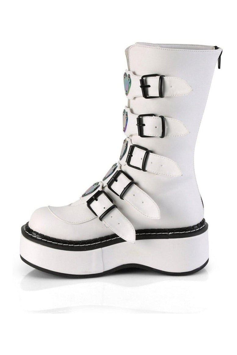 EMILY-330 Knee Boot | White Faux Leather-Knee Boots-Demonia-SEXYSHOES.COM