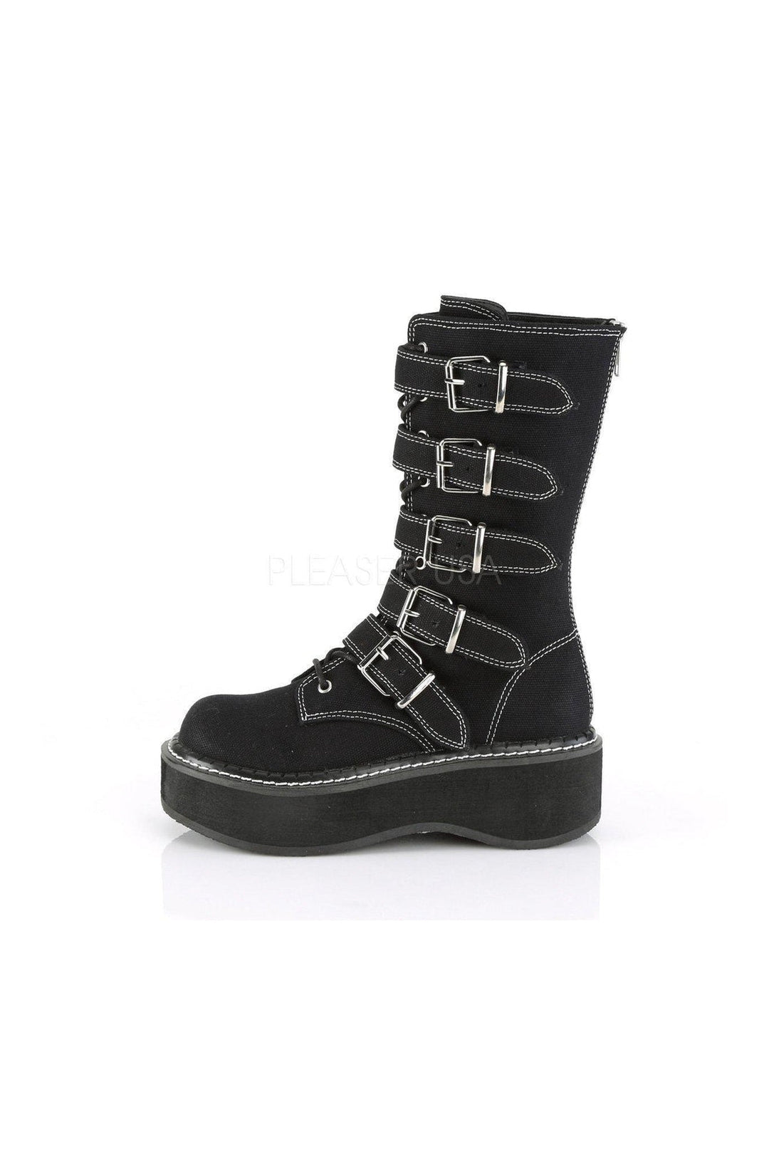 EMILY-341 Demonia Ankle Boot | Black Canvas-Demonia-SEXYSHOES.COM